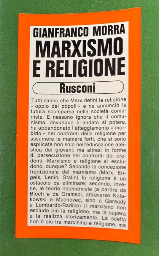 Marxismo e religione - Gianfranco Morra - copertina