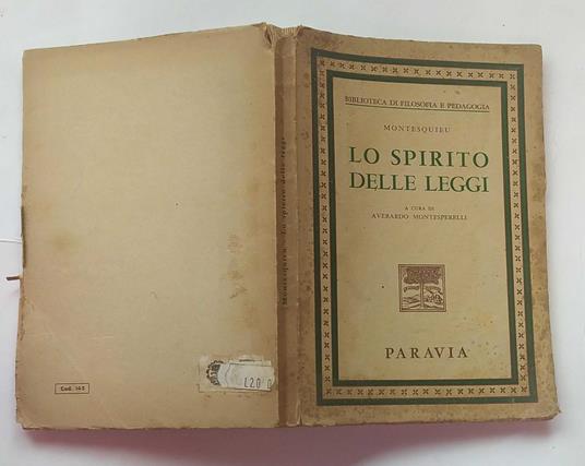 Lo spirito delle leggi - Charles L. de Montesquieu - copertina