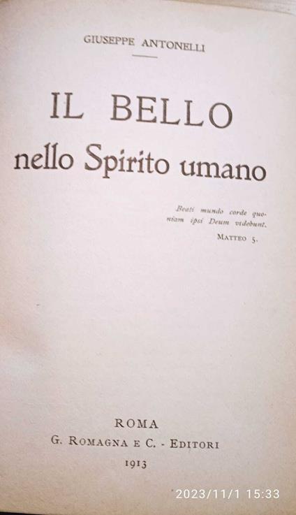 Il bello nello spirito umano - Giuseppe Antonelli - copertina