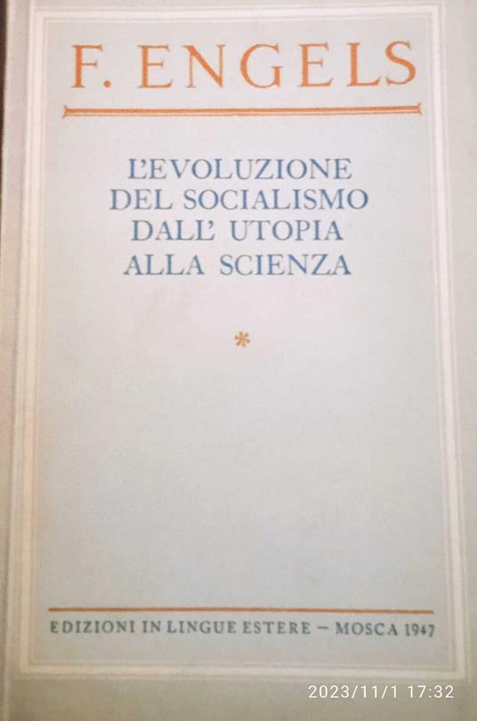 L' evoluzione del socialismo dall'utopia alla scienza - copertina