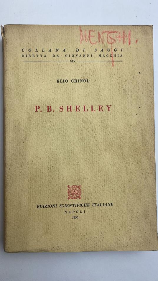 P.B. Shelley - Elio Chinol - copertina