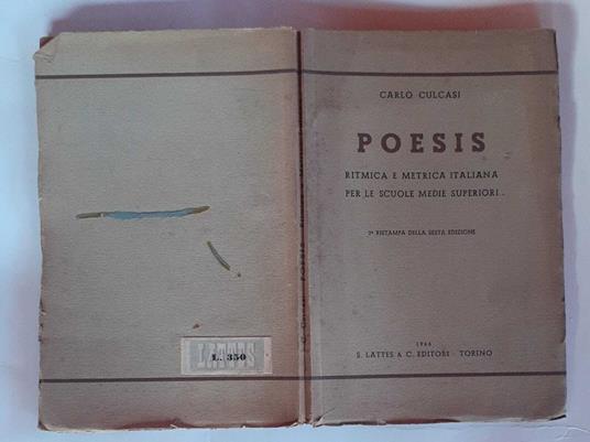 Poesis. Ritmica e metrica italiana per le scuole medie superiore - Carlo Culcasi - copertina