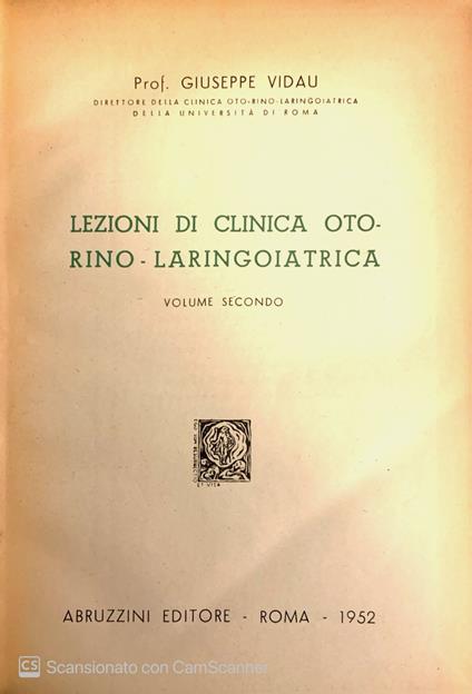 Lezioni di clinica otorino-laringoiatrica vol. II - copertina