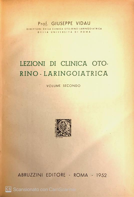 Lezioni di clinica otorino-laringoiatrica vol. II - copertina