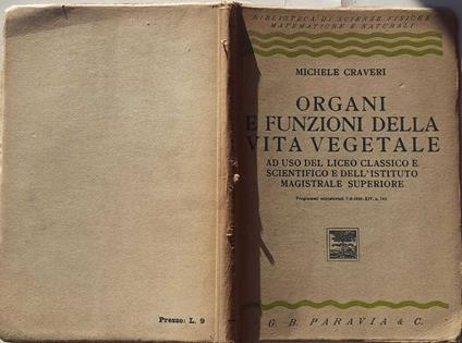 Organi e funzioni della vita vegetale - Michele Craveri - copertina