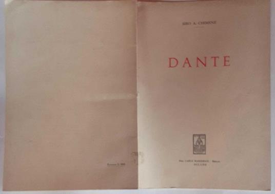 Dante - Siro A. Chimenz - copertina