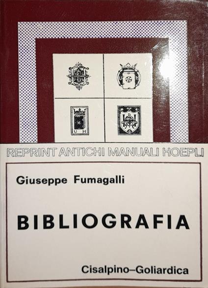 Bibliografia (Hoepli rist. anst. 1935) - Giuseppe Fumagalli - copertina
