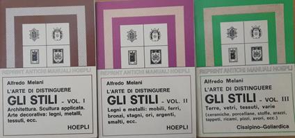 L' arte di distinguere gli Stili (3 vol.) (Rist. anast. 1929 Hoepli) - Alfredo Melani - copertina