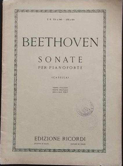 Sonate per pianoforte - Ludwig van Beethoven - copertina