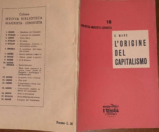 L' origine del capitalismo - Karl Marx - copertina