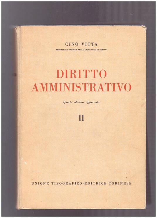 Diritto amministrativo Vol. II - Cino Vitta - copertina