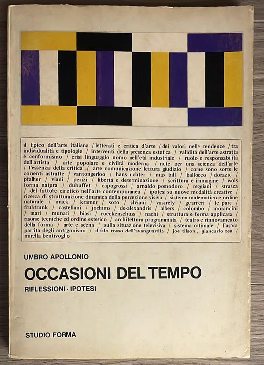 Occasioni del tempo. Riflessioni-Ipotesi - Umbro Apollonio - copertina