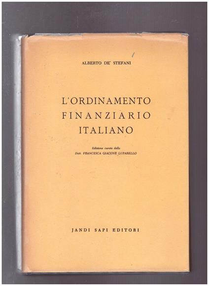 L' ordinamento finanziario italiano - copertina