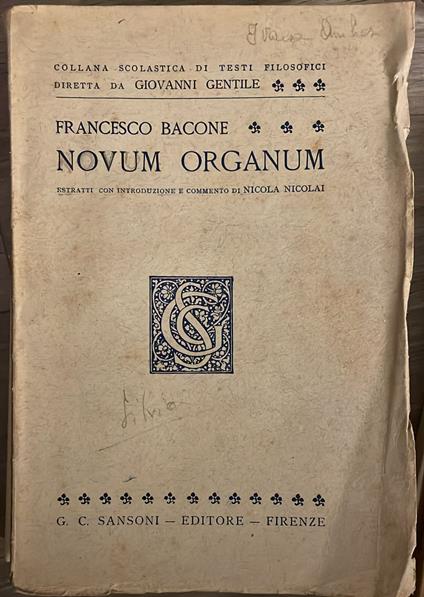 Novum Organum - Francesco Bacone - copertina