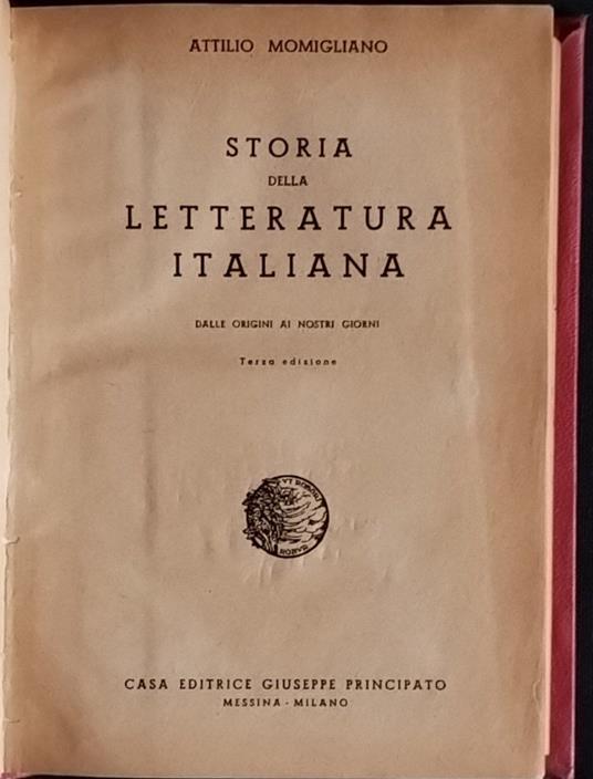 Storia della letteratura italiana - Attilio Momigliano - copertina