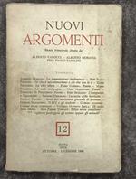 Rivista trimestrale Nuovi Argomenti. n. 12. Nuova serie Ottobre-Dicembre 1968