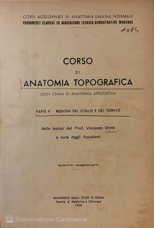 Corso di anatomia topografica parte II Regioni del collo e del torace - Vincenzo Virno - copertina