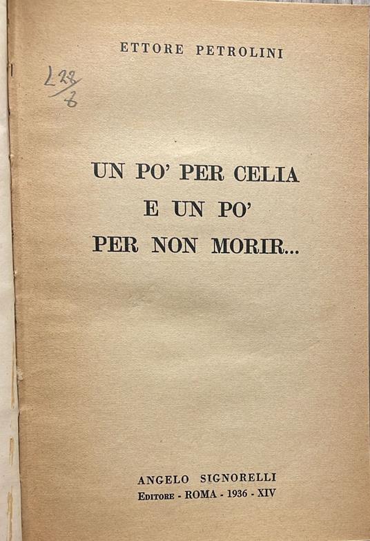 Un pò per celia e un pò per non morir - Ettore Petrolini - copertina