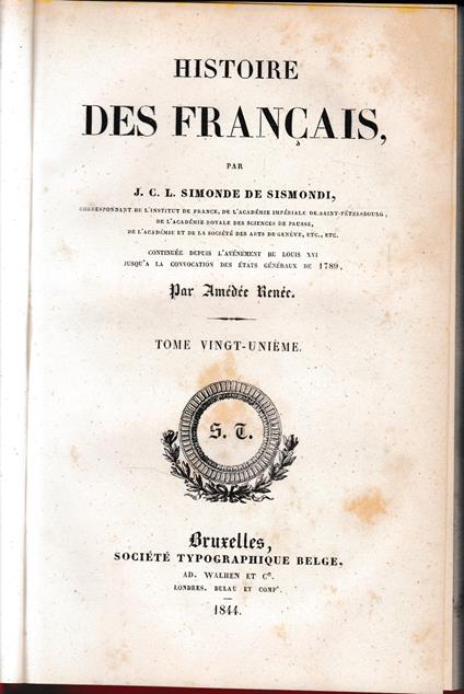 Histoire des Français, volume 21 - copertina