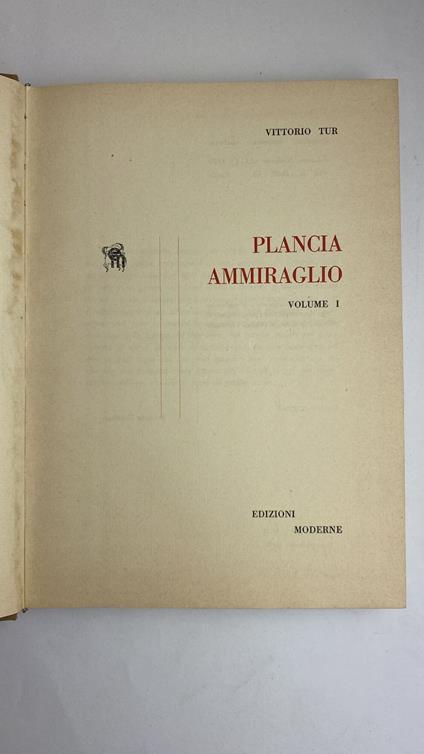 Plancia Ammiraglio Vol. I - Vittorio Tur - copertina