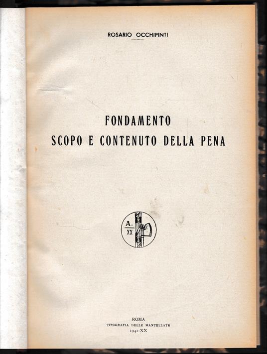 Fondamento scopo e contenuto della pena - copertina