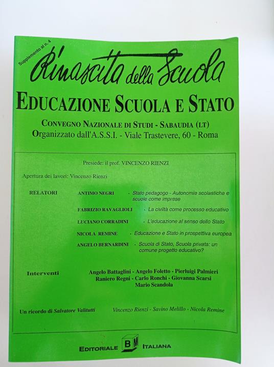 Rinascita della scuola educazione scuola e stato - copertina