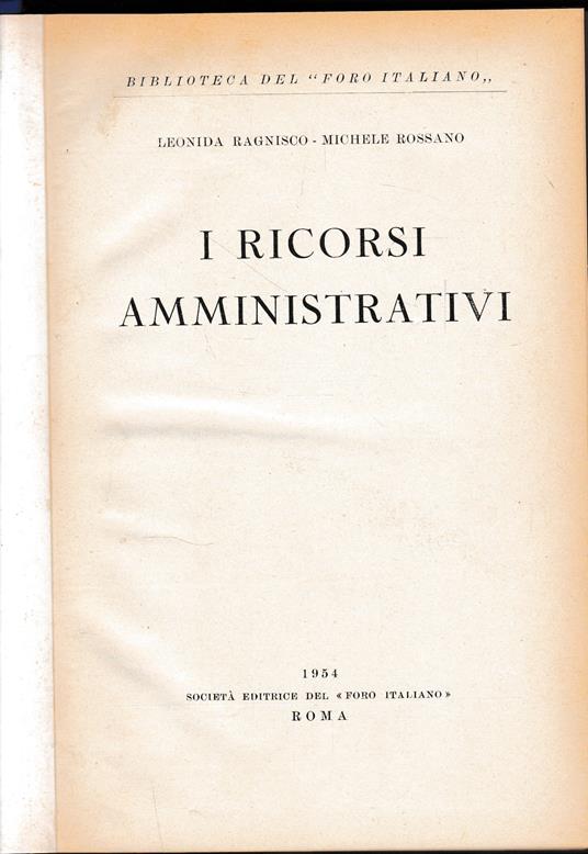 I ricorsi amministrativi - copertina