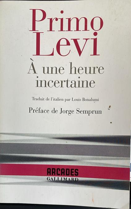 À une heure incertaine. Poèmes - Primo Levi - copertina