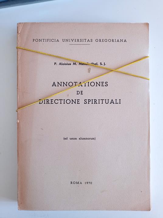 Annotationes de directione spirituali - copertina