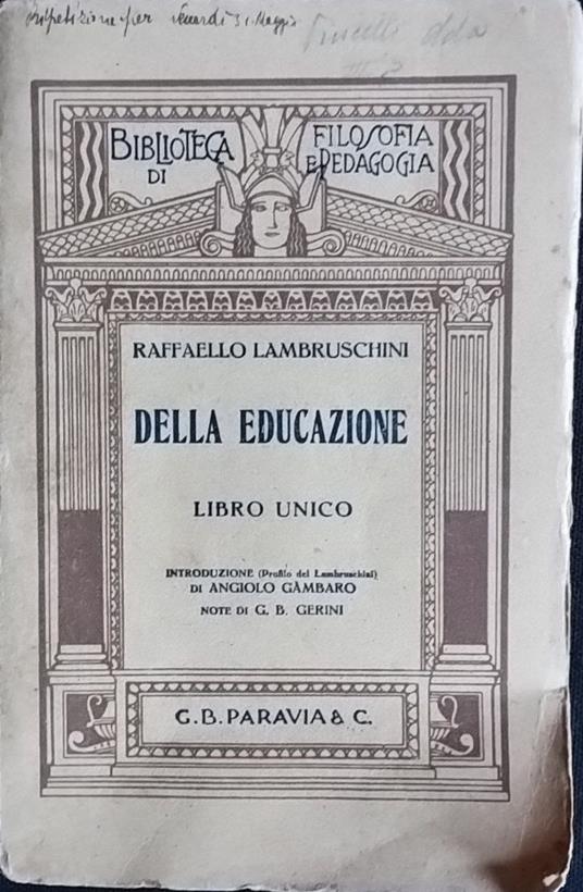 Della educazione - Raffaello Lambruschini - copertina