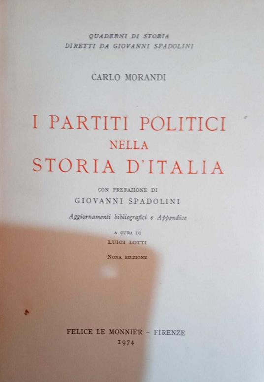 I partiti politici nella storia d'Italia - Carlo Morandi - copertina