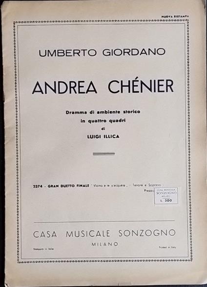 Andrea Chenier. Dramma di ambiente storico in quattro quadri - Umberto Giordano - copertina