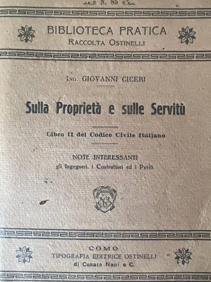 Sulla proprietà e sulle servitù - copertina