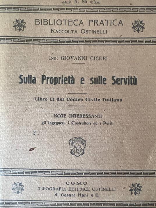 Sulla proprietà e sulle servitù - copertina