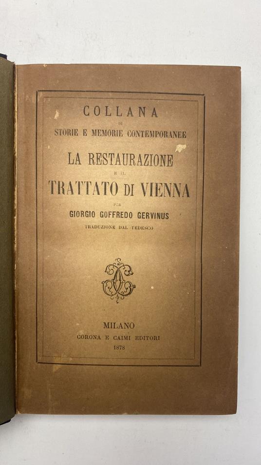 La restaurazione e il rattato di Vienna - copertina