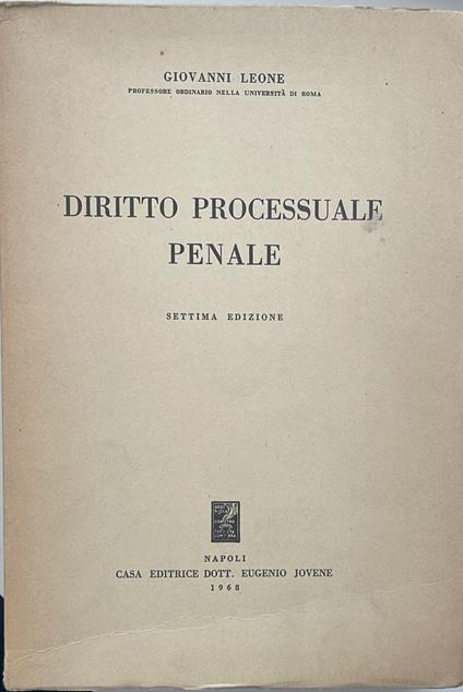 Diritto processuale penale - Giovanni Leone - copertina
