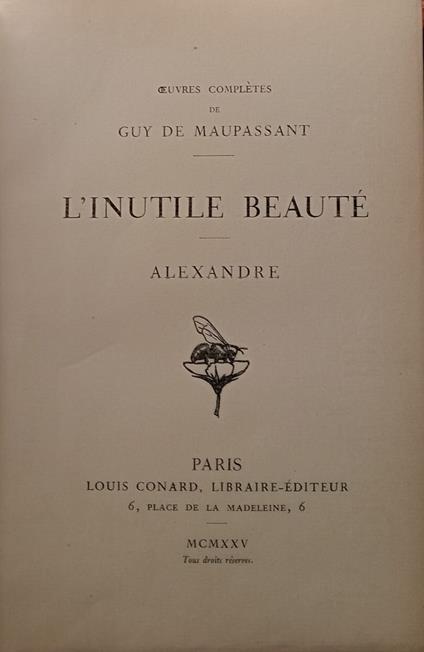 L' inutile Beautè - Alexandre - Guy de Maupassant - copertina