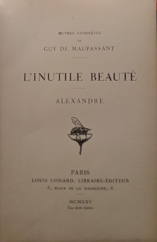 L' inutile Beautè - Alexandre - Guy de Maupassant - copertina