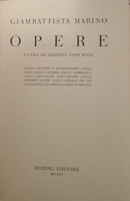 Opere - Giambattista Marino - copertina