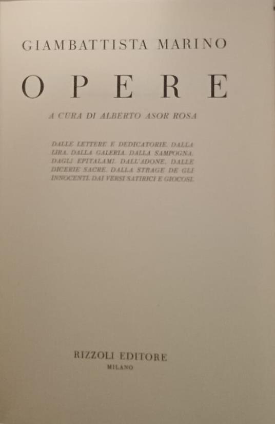 Opere - Giambattista Marino - copertina