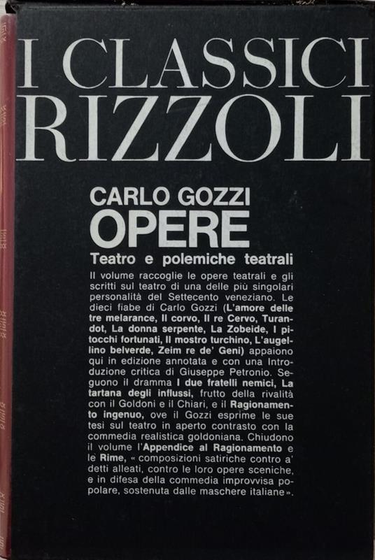 Opere, teatro e polemiche teatrali - Carlo Gozzi - copertina