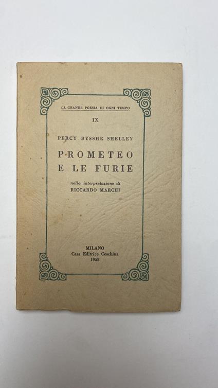 Prometeo e le Furie. Nella interpretazione di Riccardo Marchi - Percy Bysshe Shelley - copertina