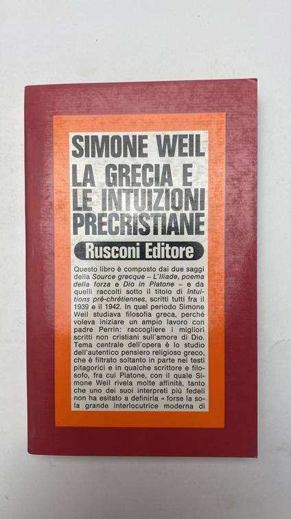 La grecia e le intuizioni precristiane - Simone Weil - copertina