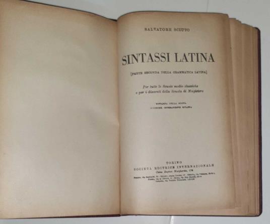 Sintassi latina (parte seconda della grammatica latina) - Salvatore Sciuto - copertina