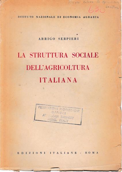 La struttura sociale dell'agricoltura italiana - copertina