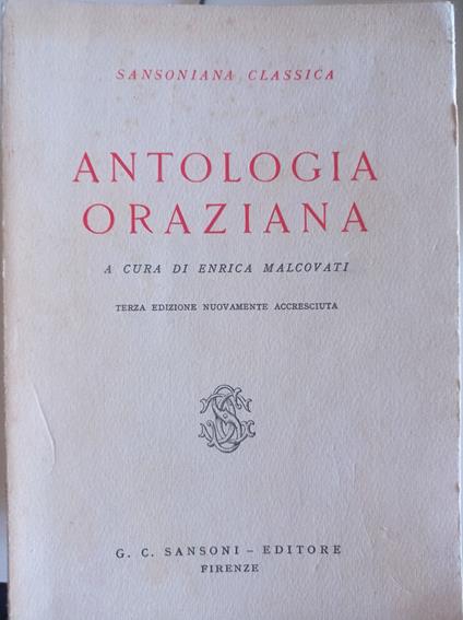 Antologia oraziana - Enrica Malcovati - copertina