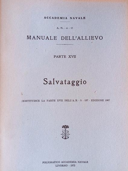 Manuale dell'allievo PARTE XVII Salvataggio - copertina