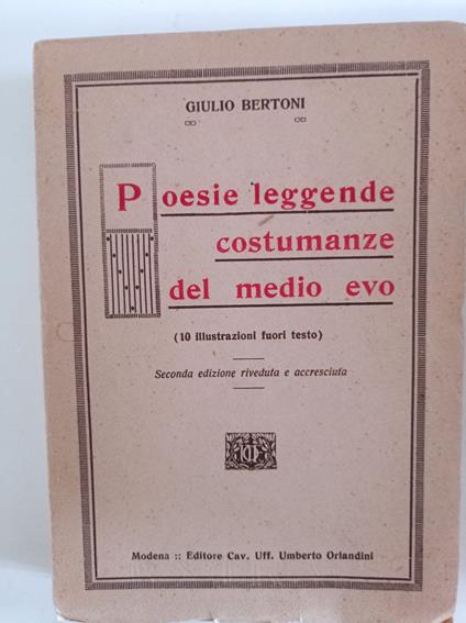 Poesie leggende costumanze del medio evo - Giulio Bertoni - copertina