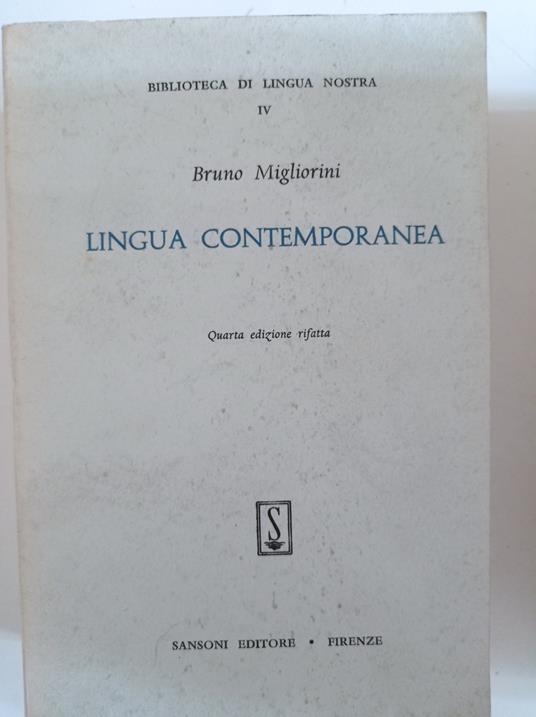 Lingua contemporanea - Bruno Migliorini - copertina