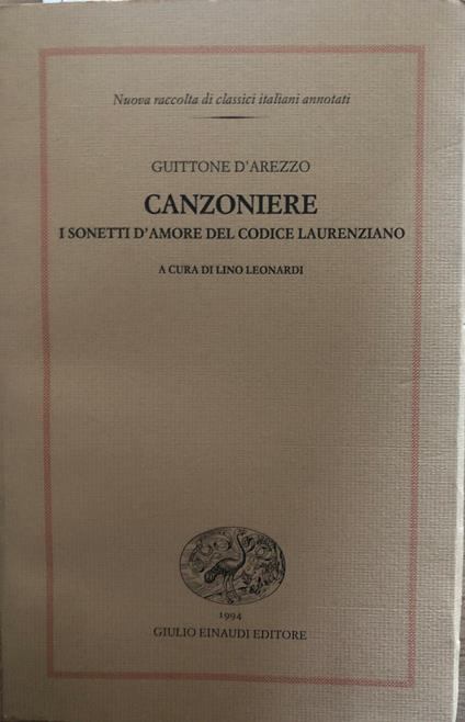 Canzoniere. I sonetti d'amore del codice laurenziano - Guittone D'Arezzo - copertina